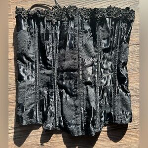 Frederick’s of Hollywood Jacquard Elegant Bridal Black Satin 
 Corset Medium 34